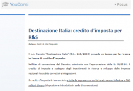 Destinazione Italia: credito d'imposta per R&S