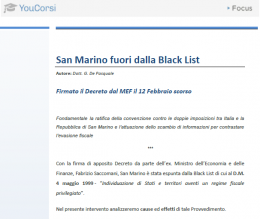 San Marino fuori dalla Black List