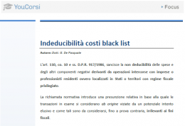 Indeducibilità dei costi Black List