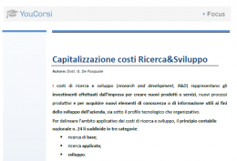 Capitalizzazione dei costi di Ricerca&Sviluppo