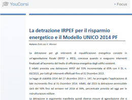 La detrazione IRPEF per il risparmio energetico nel modello UNICO 2014 PF