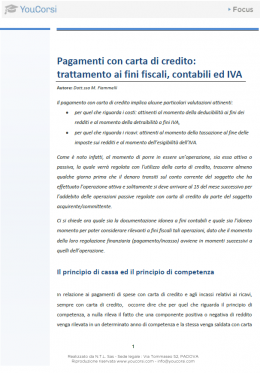 Pagamenti con carta di credito: trattamento ai fini fiscali, contabili e IVA
