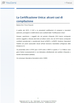 La Certificazione Unica: alcuni casi di compilazione