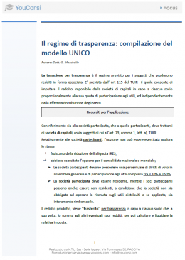 Il regime di trasparenza: compilazione del modello UNICO