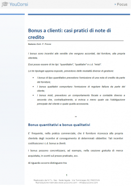 Bonus a clienti: casi pratici di note di credito