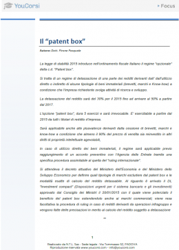 Il “patent box”: il nuovo regime fiscale opzionale